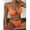 Orange, variant on Women Clear Straps Ribbed Bikini Set Push-Up Brazilian Swimwear Beach Swimsuit