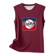 ChuChuDonRen Women's Tanks Summer Mom Lettering Baseball Print Crew