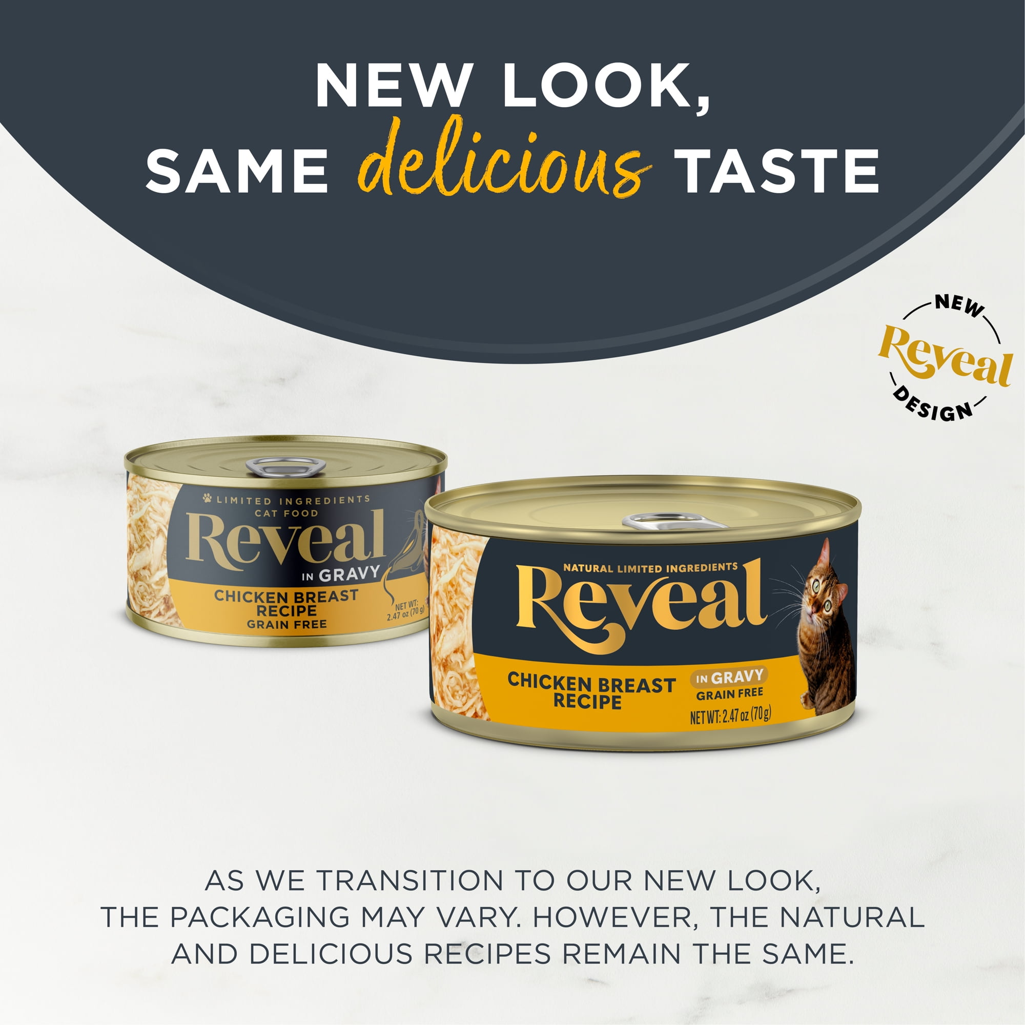 Reveal Pet Food, Natural Wet Cat Food, 24 Pack, Chicken Breast in Gravy, 2.47oz Cans