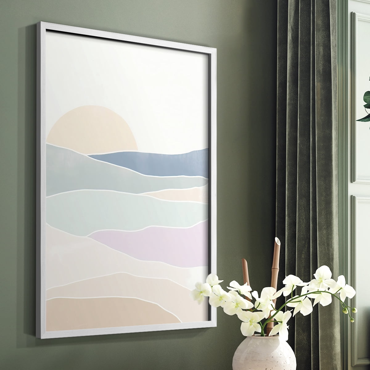 Wave Tableau I Framed Print in White Solid Wood 11 x 14 Framed Print