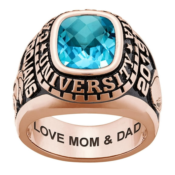 Order Now for 2025 Graduation, Freestyle Checkerboard Stone Large Men's Birthstone Class Ring Celebrium, Personalized, High School or College