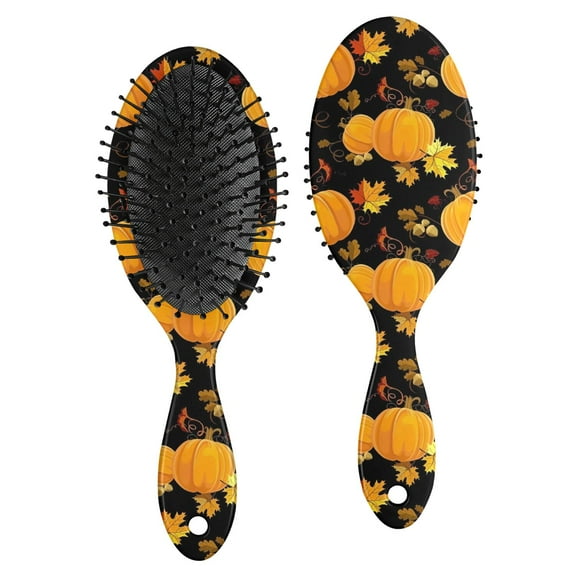 Fall Pumpkins and Autumn Leaves Pattern Hair Brush,Girls Detangling Hair Brush,Glide Through Tangles with Ease for Wet & Dry Hair
