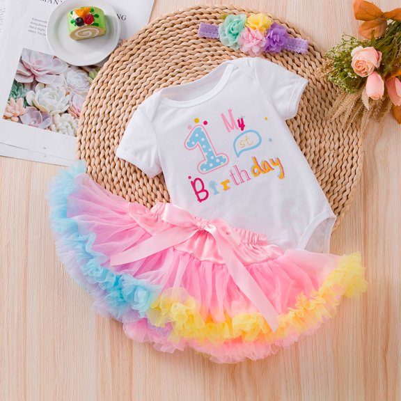 JCCXIN Baby Girls Outfit Sets 2 Piece Summer Dress With Print Short Sleeve Tops And Skirt Party Birthday Outfit Sets Toddler 0 24 Months Casual Holiday Celebration Fashionable Clothes Sets