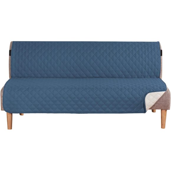 Pet Sofa Protector Non-Slip Elastic Band Waterproof Sofa Cover (Futon, Aegean Blue/Beige)