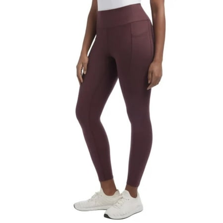 Danskin Women's Brushed Satin Stitch 7/8 Legging (US, Alpha, Medium, Regular, Regular, Sassafras (Dark Red))