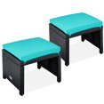 thumbnail image 1 of Conjunto de 2 Otomanas de Mimbre Mejor Opción Productos Negro/Verde Azulado, 1 of 8