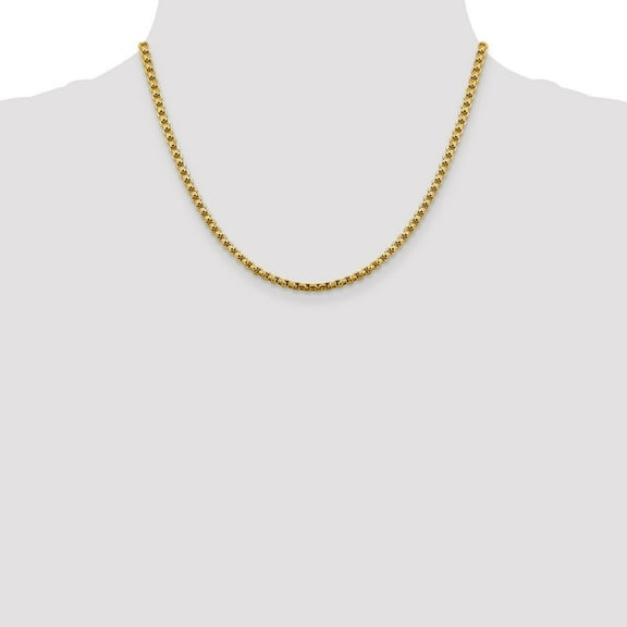 Diamond2Deal 14K Yellow Gold 3.6mm Semi-Solid Round Box Chain Bracelet for Women 7"