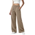 thumbnail image 2 of Bnwani Pants for Women, Daily Elastic Waist Fashion Trousers with Pockets straight-leg, 2 of 9
