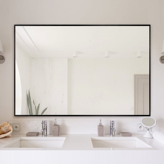 NeuType Miroir Rectangulaire Mural Noir 36"x24 Pouces