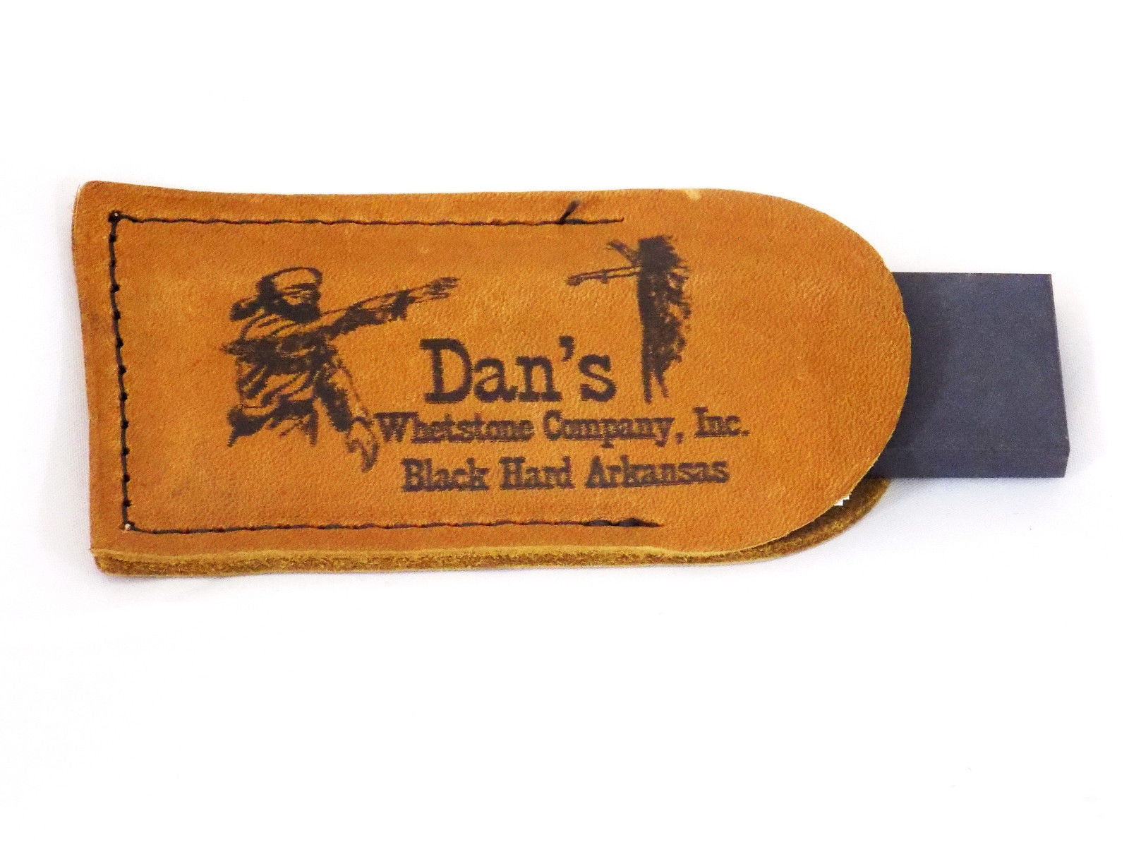 Dan's Whetstone Black Hard Arkansas Ultra Fine Pocket Knife Sharpening  Stone Whetstone 3 X 1 X 1/4 in Leather Pouch BAP-13A-L 