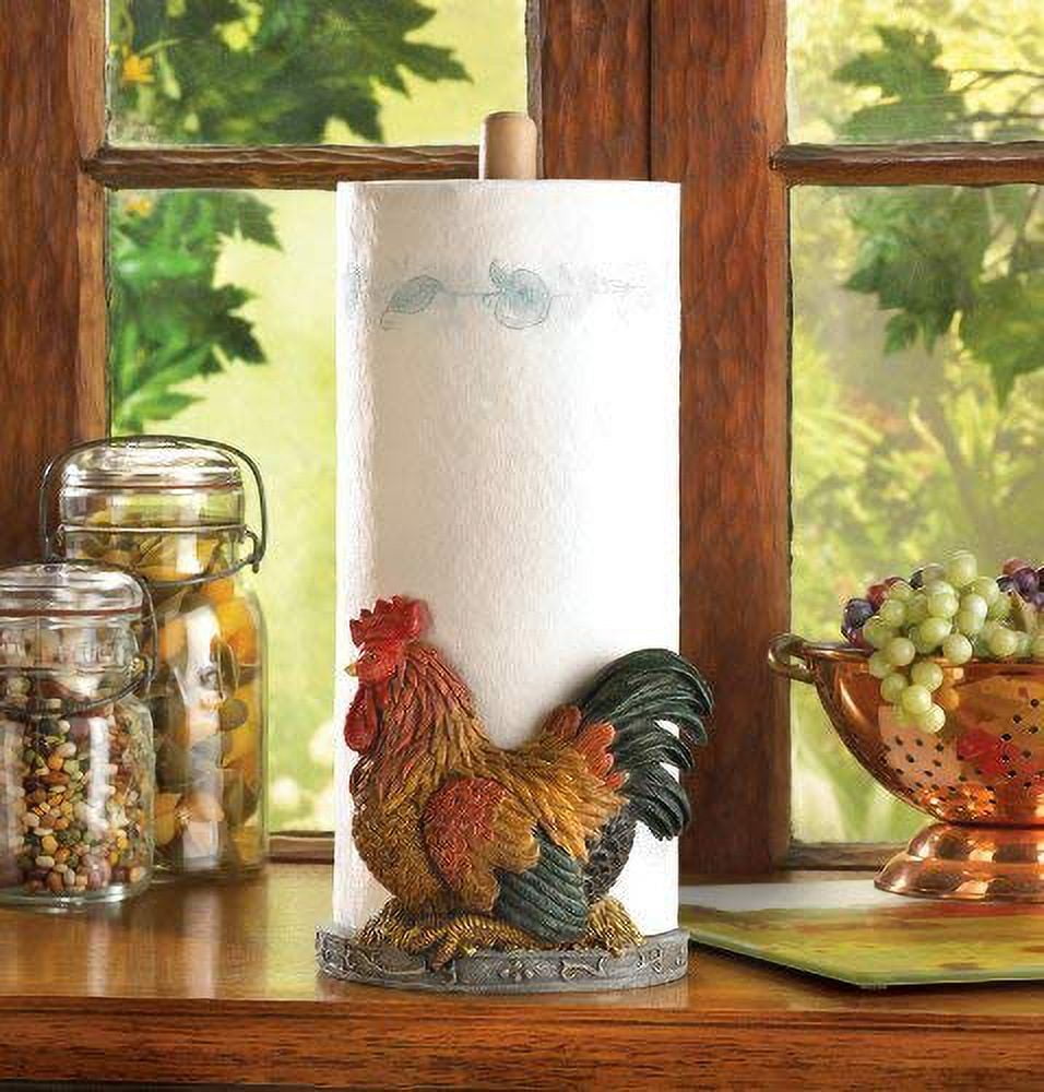 Gifts &amp; Decor Country Red Rooster Paper Towel Holder