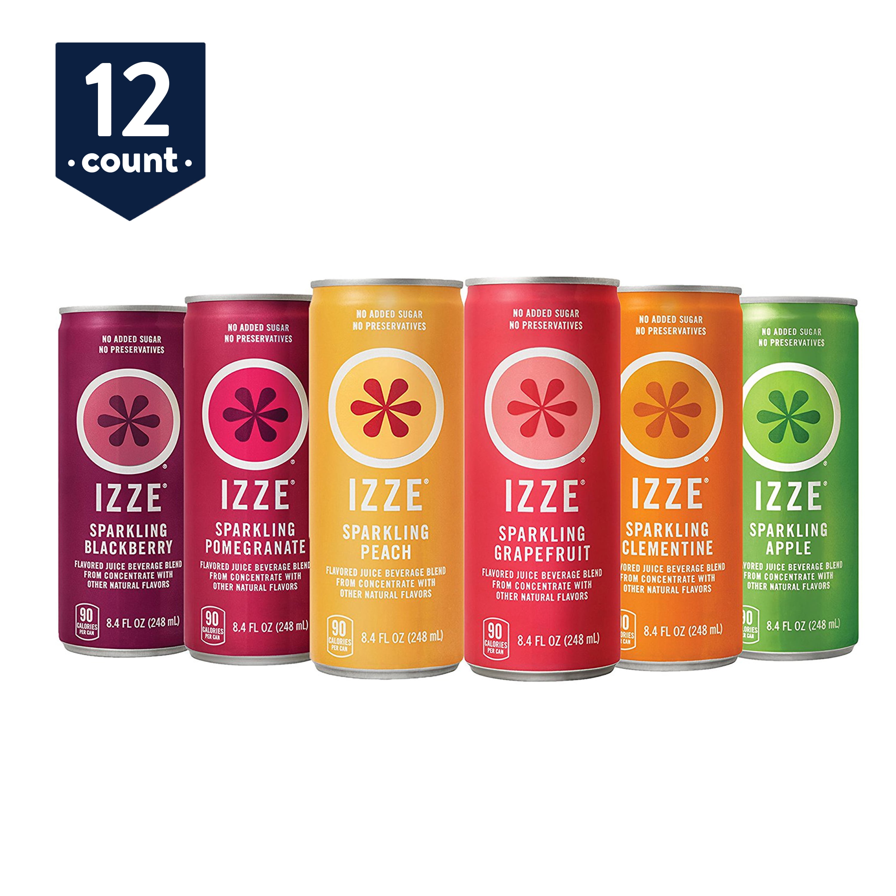 IZZE 6 Flavor Sampler Variety Pack, 8.4 oz Cans, 12 Count