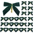 thumbnail image 2 of 24pcs Pre Tied Bows Velvet Ribbon Bows Classic Christmas Tree Hanging Decorations DIY Wreath Gift Bows, 2 of 9
