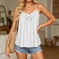 thumbnail image 6 of Purcolt Womens Spaghetti Strap Babydoll Tank Top Dressy Casual Pleated Scalloped Lace V Neck Camisole Blouses Summer Flowy Beach Vacation Loose Fit Shirts, 6 of 8