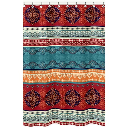 Red Boho Fabric Shower Curtain by Sweet Jojo Designs