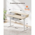 thumbnail image 3 of Kyspho 55″ x 30″ Standing Desk with Drawers, Electric Height Adjustable Sit Stand Desk with Storage Shelf, 4 Memory Preset Computer Desk with Cable Management Tray for Home Office, Oak, 3 of 7
