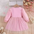 thumbnail image 5 of Staki Girls Long Sleeve Dresses Girls Dresses Toddler Winter Long Sleeve Party Tulle Dresses for Girls(Pink,4-5 Years), 5 of 5