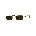 thumbnail image 2 of Mens Narrow Metal Rim Rectangular Hippie Pimp Sunglasses Gold Brown, 2 of 4