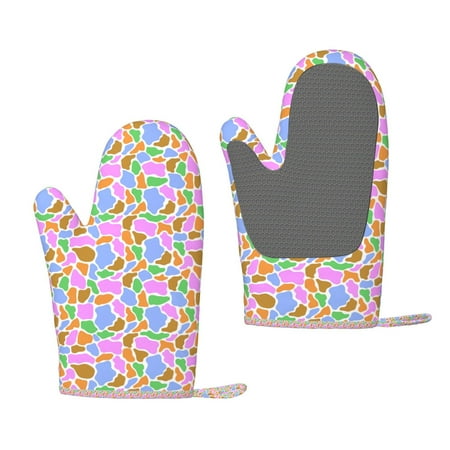 

Zeuib Colorful Cow Skin Print Oven Mitts Oven Gloves with Non-Slip Silicone Heat and Slip Resistant Cooking Mitt Set for Cooking and Baking (2 Count)