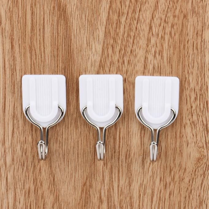 10Pcs Removable Self Adhesive Hooks Wall Door Plastic Hook Holder Sticky W3Z6 