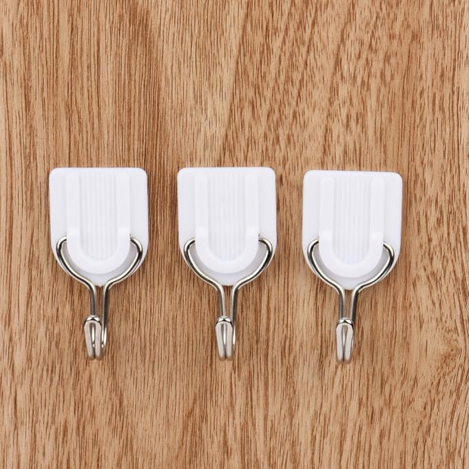 6pcs Strong Adhesive Hook Wall Door Sticky Hanger Holder Kitchen Bathroom White Linum Home Textiles Curtain Fitted Sheet Plush Towels Carpet Mat