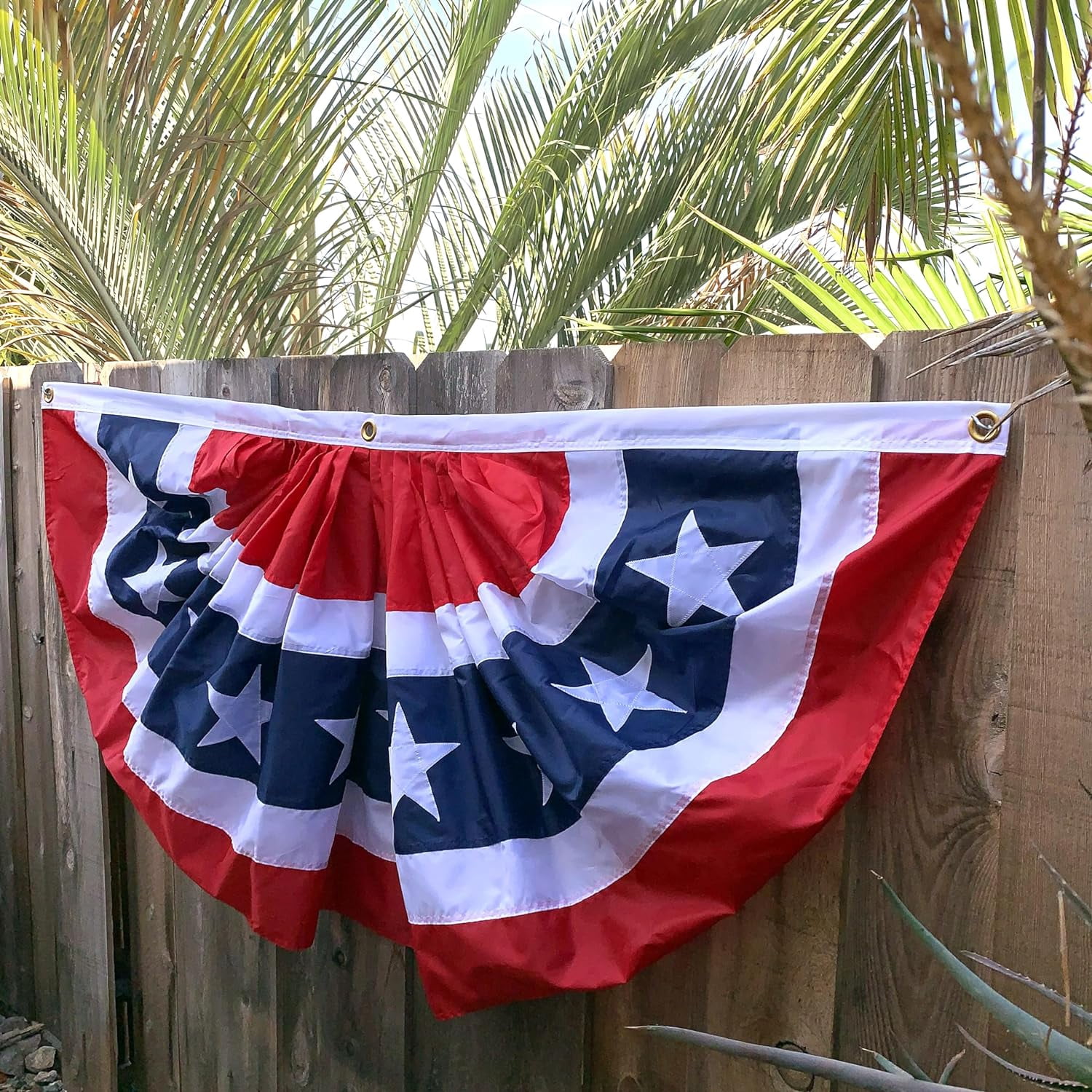 Patriotic American Flag Bunting Banner - 30" x 72" Pleated Fan Flag, 4th of July, USA, Red White & Blue Outdoor Décor, Christmas, President's Day, Memorial Day