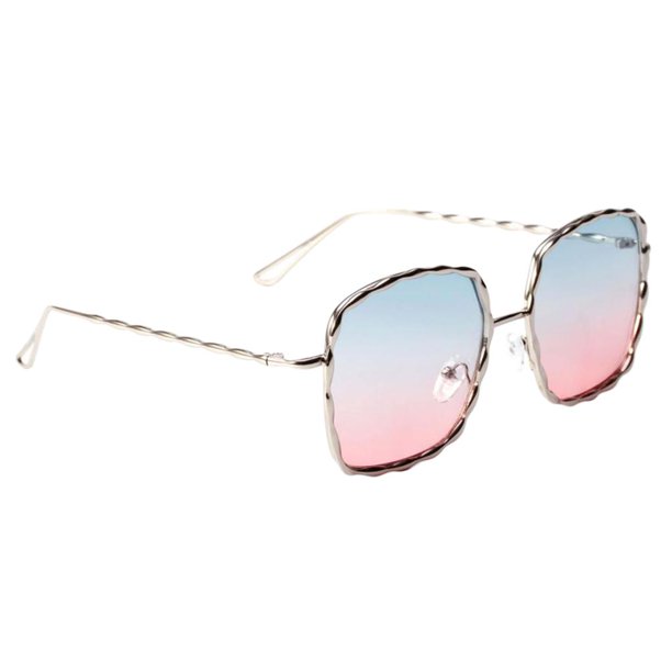 Marco ondulado Hombres Mujeres Diseñador Fahion Eyewear Vintage Eyeglasses SunGlasses UV400 Azul rosado Soledad Gafas de sol
