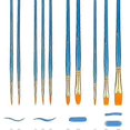 thumbnail image 2 of 1 set of 10 artist brushes of different sizes for adults and children, blue, 2 of 5