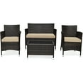 thumbnail image 5 of Patiojoy 4-Piece Patio Rattan Wicker Furniture Set Sofa Chair Table Set w/ Mix Brown Cushions, 5 of 8