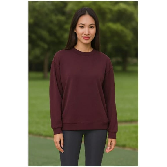 Mondetta Women's Cozy Active Crewneck - Dark Red - Medium