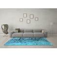 thumbnail image 3 of Ahgly Company Indoor Square Oriental Light Blue Industrial Area Rugs, 5' Square, 3 of 4