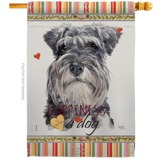 Breeze Decor H110197-BO 28 x 40 in. Dog Miniature Schnauzer Happiness Double-Sided Decorative Vertical House Flag