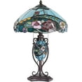 thumbnail image 3 of Bieye L10738 Rose Flower Tiffany Style Stained Glass Table Lamp with 16-inch Wide Lampshade Lighted Base, 24-inch Tall, 3 of 5