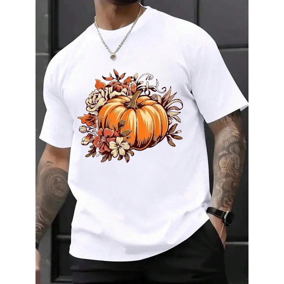 Fall Shirt Men Vintage Pumpkin Autumn Graphic Thanksgiving T-Shirt