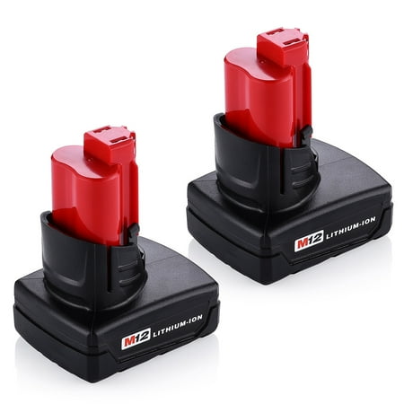 - Powerextra 2-Pack 5000mAh 12v Replacement Battery for Milwaukee M12 48-11-2440 XC 12 Volt Milwaukee Power Tools Batteries