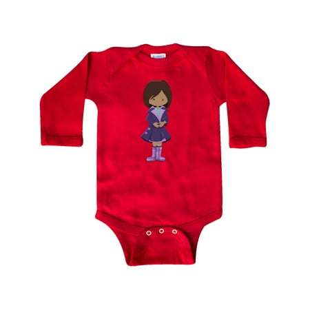 

Inktastic African American Girl Fashion Girl Purple Coat Gift Baby Girl Long Sleeve Bodysuit