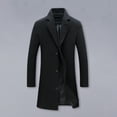 thumbnail image 3 of Men Woolen Coat Men's Woolen Coat Notch Lapel Long Sleeve Single Breasted Jacket Solid Color Windproof Business Casual Overcoat Men Coat, 3 of 7