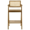 thumbnail image 4 of Kane Solid Wood Bar Stool with Woven Rattan Back and Upholstered Seat Light Walnut (Set of 2), 4 of 6
