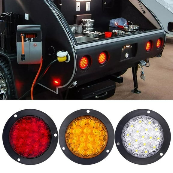 QHUDLV 2x 16LED 4" Round Truck Trailer Lights,Tail, Stop, Turn, Brake