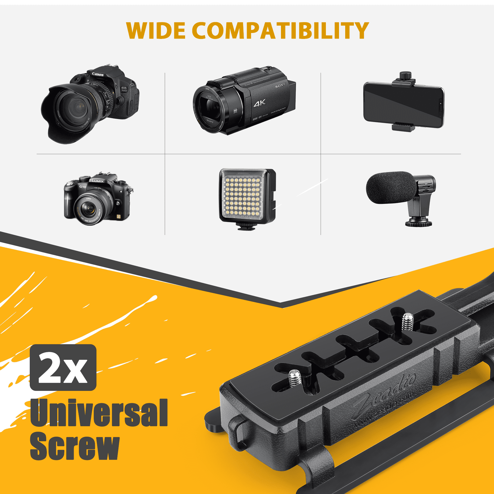 Zeadio Handheld Video Stabilizer with Cold-Shoe Mount for DSLR Cameras and Camcorders