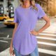 thumbnail image 4 of Camiseta informal para mujer cuello redondo suelta combina con todo para mujer ajuste relajado (púrpura M) FLhrweasw Para estrenar, 4 of 8