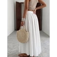 thumbnail image 2 of White Solid Color Flowing Maxi Skirt Casual Bohemian Summer, 2 of 5