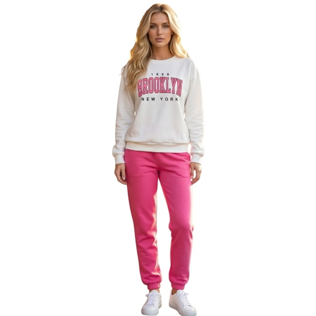 Set Mujer Sudadera Estampada y Pants Casual Cálido