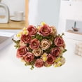 thumbnail image 6 of Pebbuoy Artificial Flower Bouquet,Rose Chamomile Green Leaves Non-withering Faux Floral Plant Home Wedding Party Decoration, 6 of 9