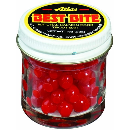 Atlas Mike's Best Bite Natural Salmon Eggs Trout Bait, Red