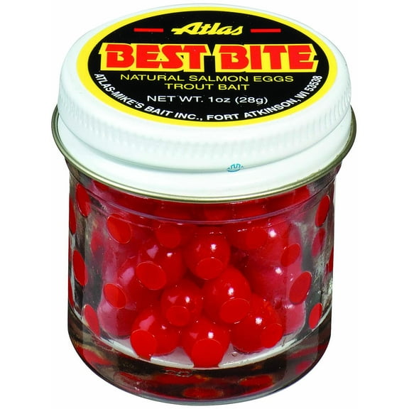 Atlas Mike's Best Bite Natural Salmon Eggs Trout Bait, Red