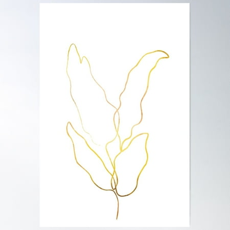 Minimalist Botanical Continuous Line Art, Abstract Yellow Leaf Drawing Poster Wall Art, Modern Wall Decor For Living Room Bedroom, 16x24 UNFRAMED