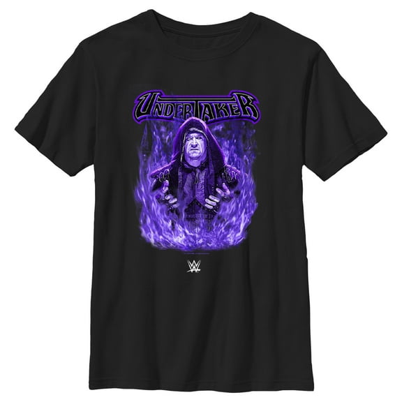 Boy's WWE Undertaker Purple Flames  Graphic Tee Black Small
