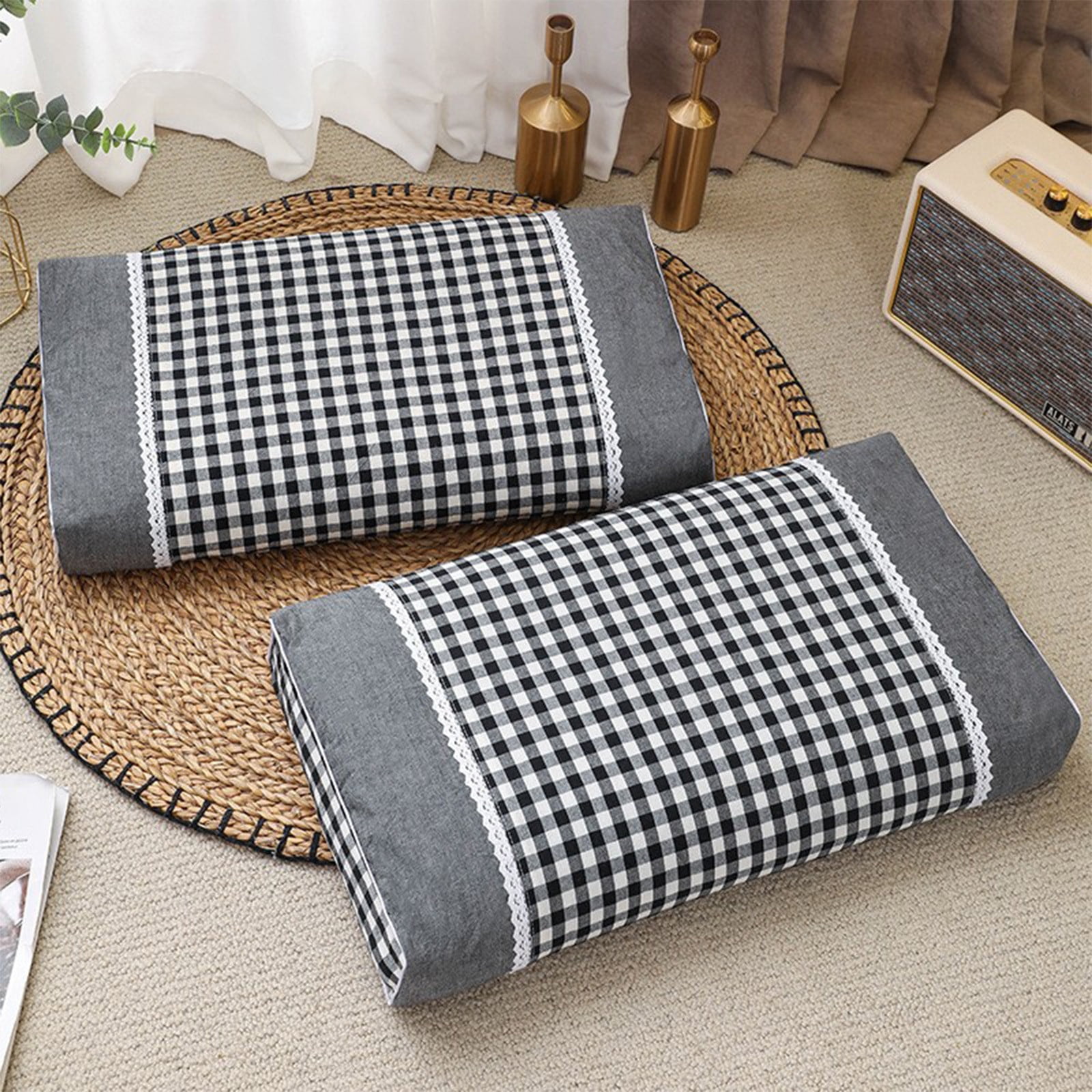 Nkmbld Soft Pillows for Good Sleeping Hotel Quality Fluffy Bed Pillow Adult Cervical Pillow Whole Buckwheat Pillow, King, Black