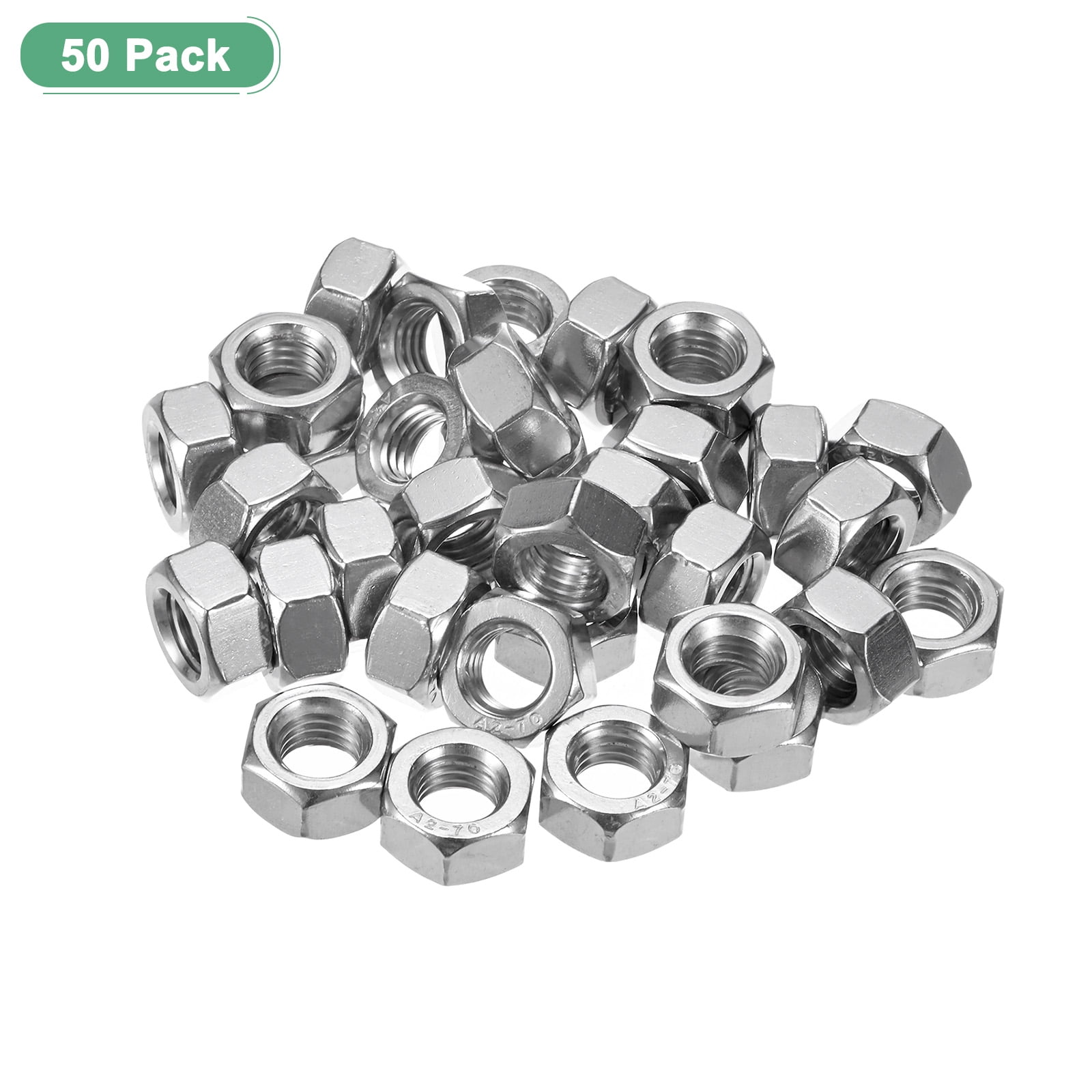 Uxcell 50 Pack Metric Hex Nuts M12 x 1.75mm Thread Stainless Steel Hexagon Nut for Machinery Automotive